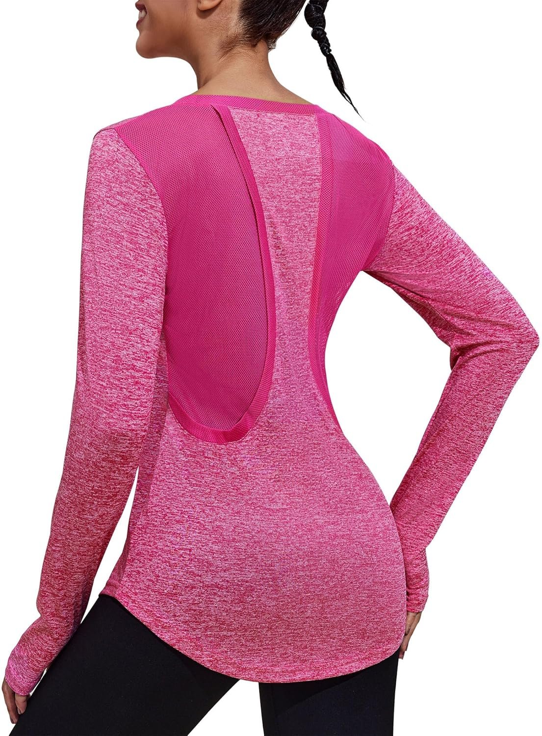 PINSPARK Long Sleeve Workout Tops for Women Yoga Shirts Moisture Wicking Gym Top Athletic Clothes with Thumbholes