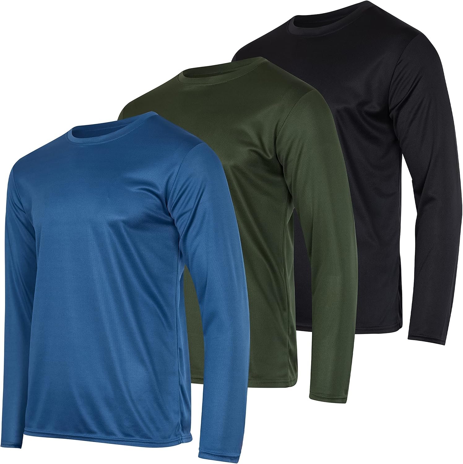 Real Essentials 3  5 Pack: Mens Mesh Quick Dry Athletic Long Sleeve T-Shirt UPF SPF UV Sun (Available in Big  Tall)