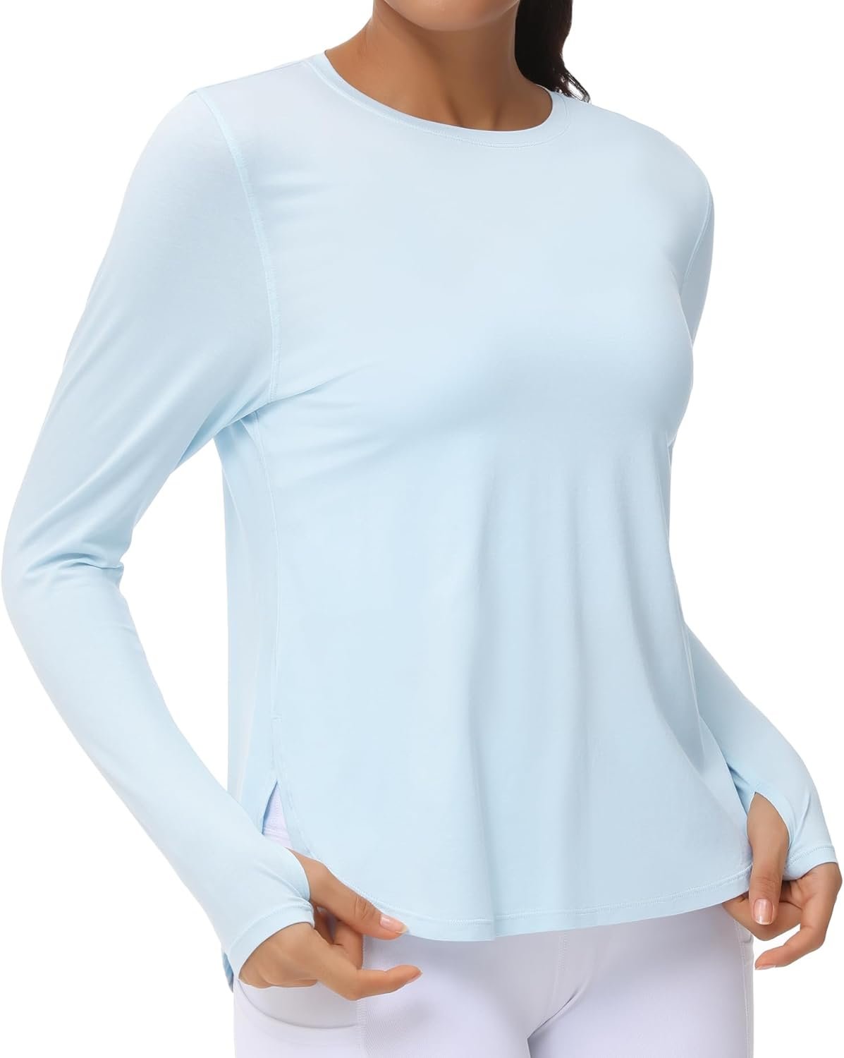 THE GYM PEOPLE Womens Long Sleeve Workout Shirts Lightweight Cotton Running Yoga Tops with Thumb Hole