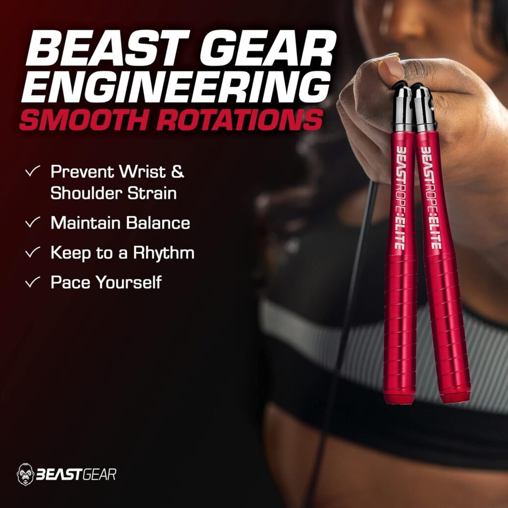 Beast Gear Skipping Rope, Steel Speed Fitness Jump Ropes, Lightweight and Adjustable Workout Equipment for Jumping, MMA, HIIT Workout