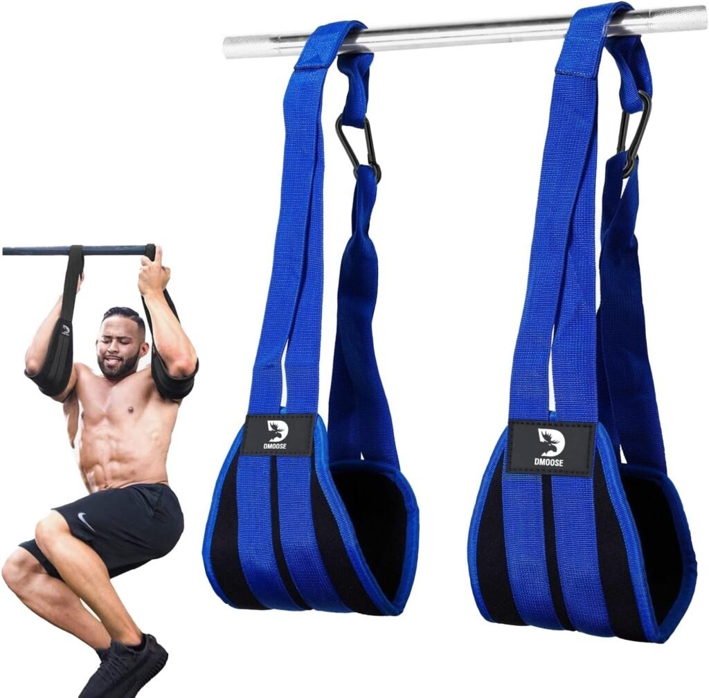 DMoose Fitness Hanging Ab Straps for Pull Up Bar  Abdominal Muscle Building, Rip Resistant and padded Arm Support for Ab Workout, Ab Sling Straps for Knee  Leg Raises, Pull Up Straps for Men  Women