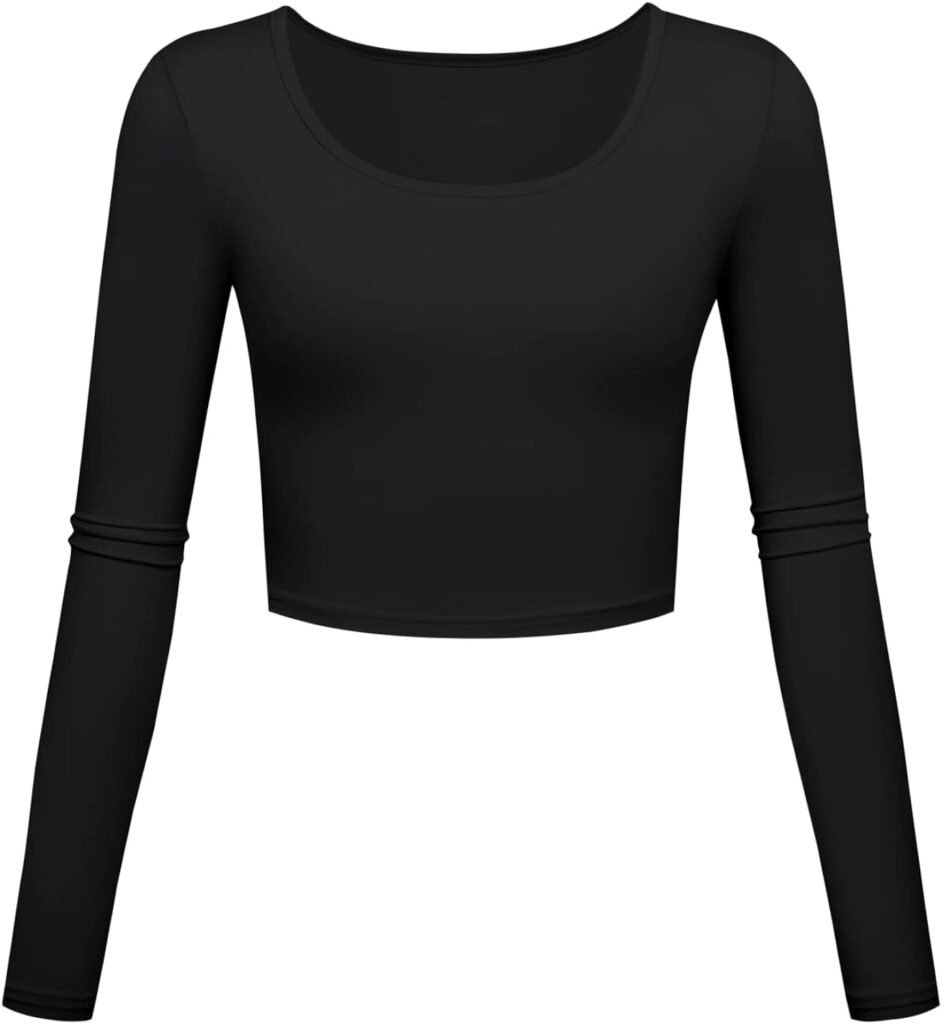 Kindcall Lightweight Basic Crop Tops Slim Fit Long Sleeve Workout Shirts for Women