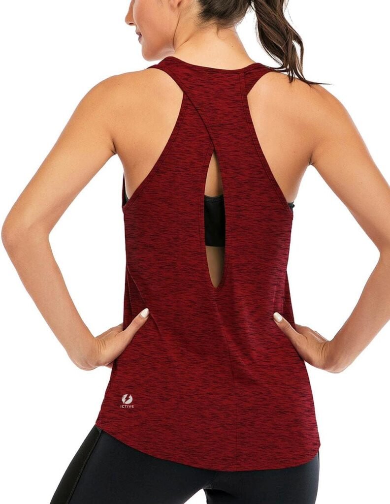 ICTIVE Womens Cross Backless Workout Tops for Women Racerback Tank Tops Open Back Running Tank Tops Muscle Tank Yoga Shirts