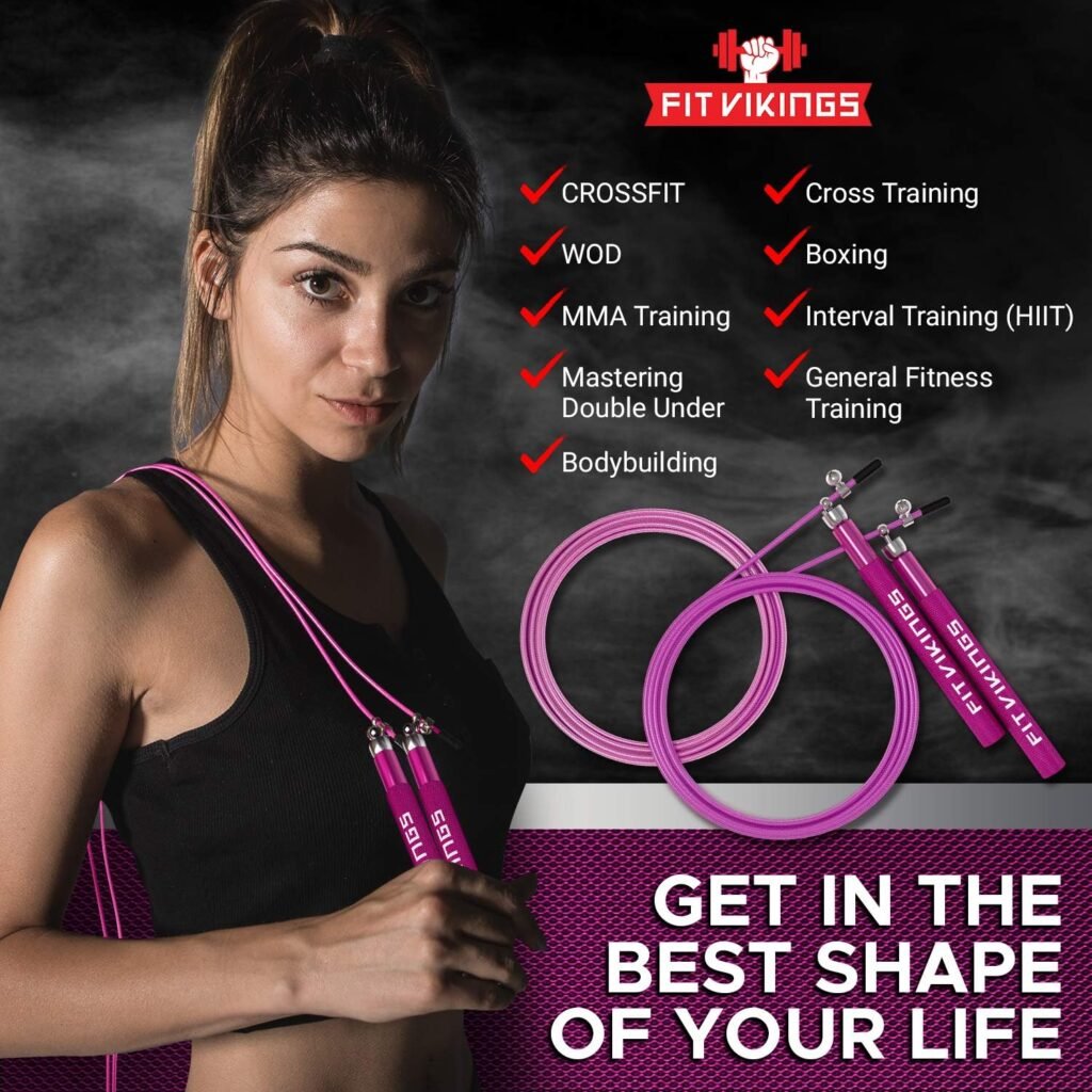 Jump Ropes for Fitness with 2 Adjustable Jumping Rope Cables - Skipping Rope Jump Rope for Men and Women - Speed Rope for CrossFit, Boxing, Workout - Indoor and Outdoor Exercise