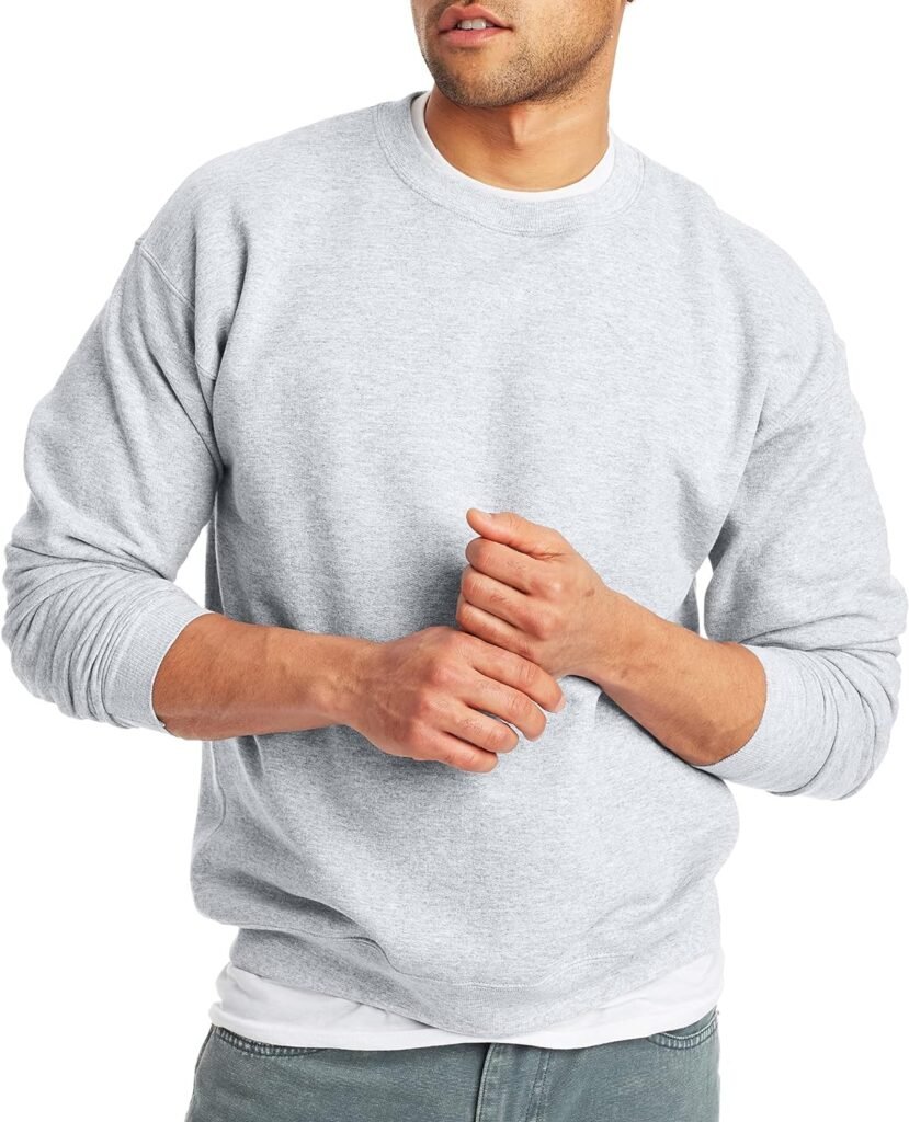 Hanes Mens Ecosmart Fleece Sweatshirt, Cotton-blend Pullover, Crewneck Sweatshirt for Men, 1 Or 2 Pack Available