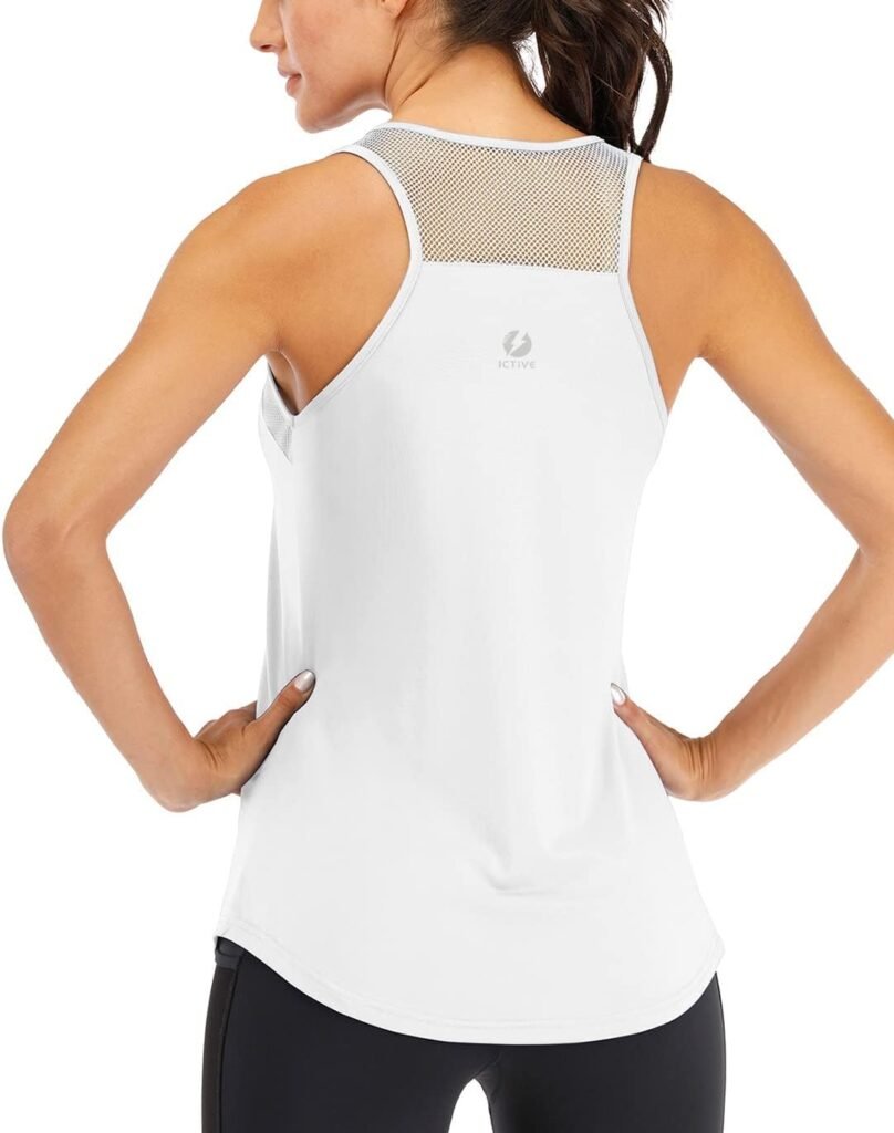 ICTIVE Workout Tank Tops for Women Breathable Mesh Racerback Tank Tops Muscle Tank Backless Running Tank Tops