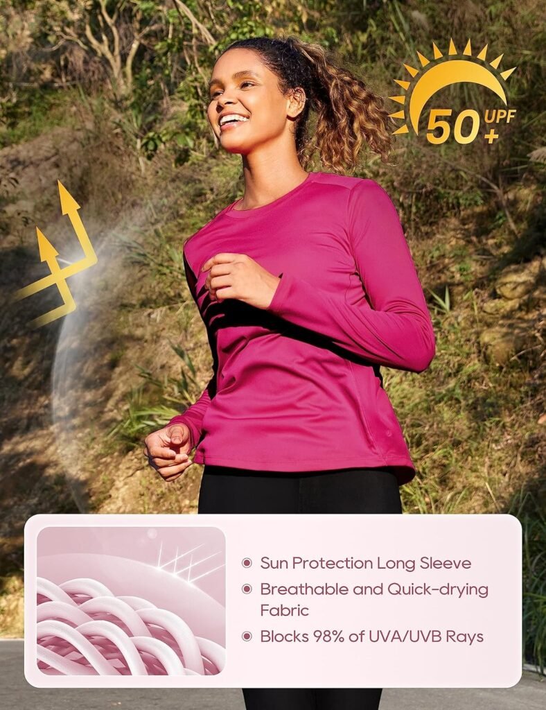 CRZ YOGA Womens UPF 50+ Sun Shirts Long Sleeve UV Protection Workout Tops Lightweight Quick Dry Outdoor Hiking Running Shirts